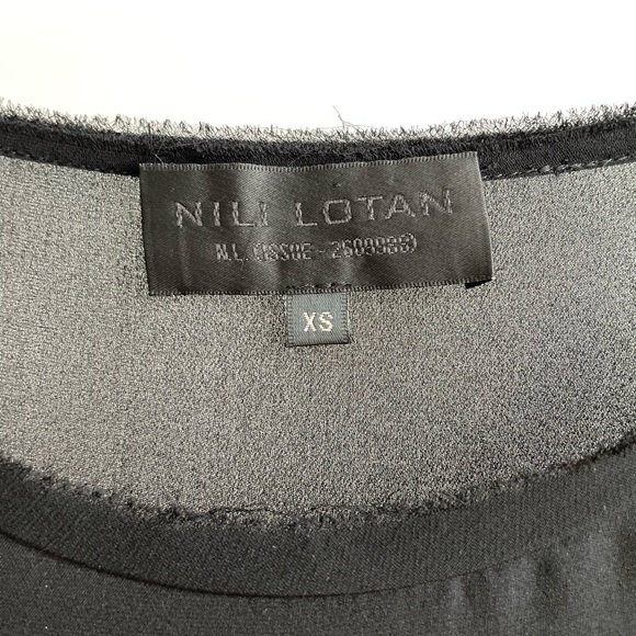 Nili Lotan Black Silk Chiffon Raw Hem Long Sleeve Top - Picture 4 of 4